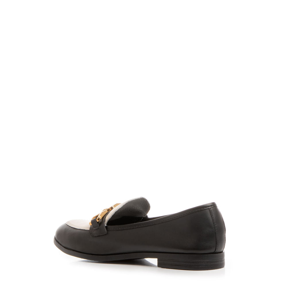 Mocassim Couro Preto Bridão