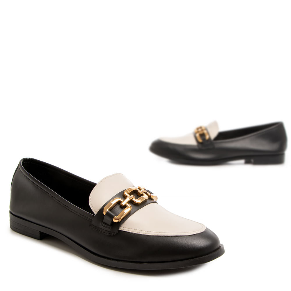 Mocassim Couro Preto Bridão