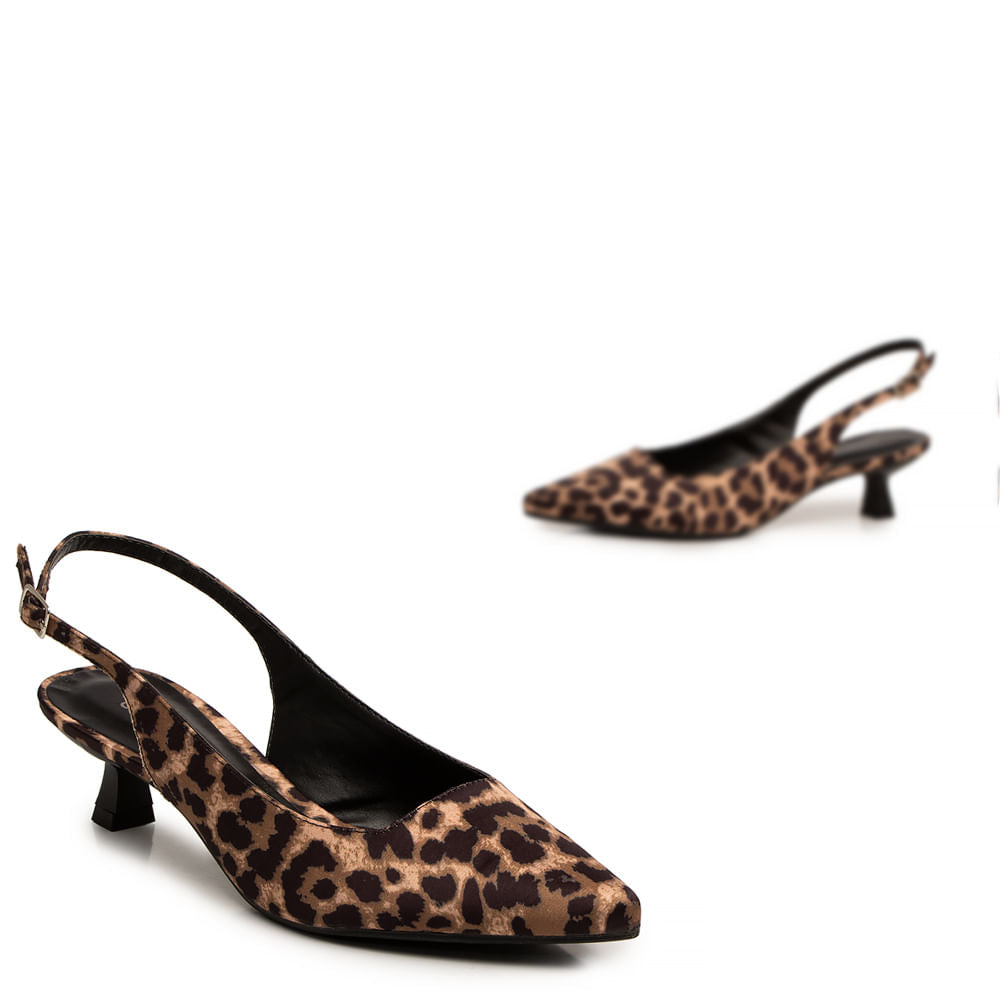 Scarpin Slingback Animal Print