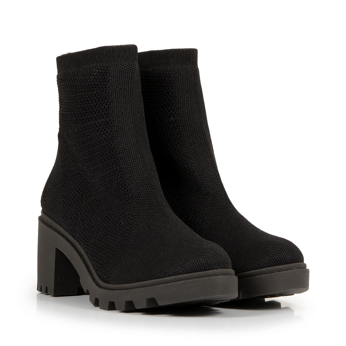Bota Tricô Preto Salto Tratorado