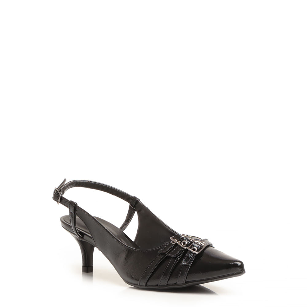 Scarpin Preto Verniz Texturizado