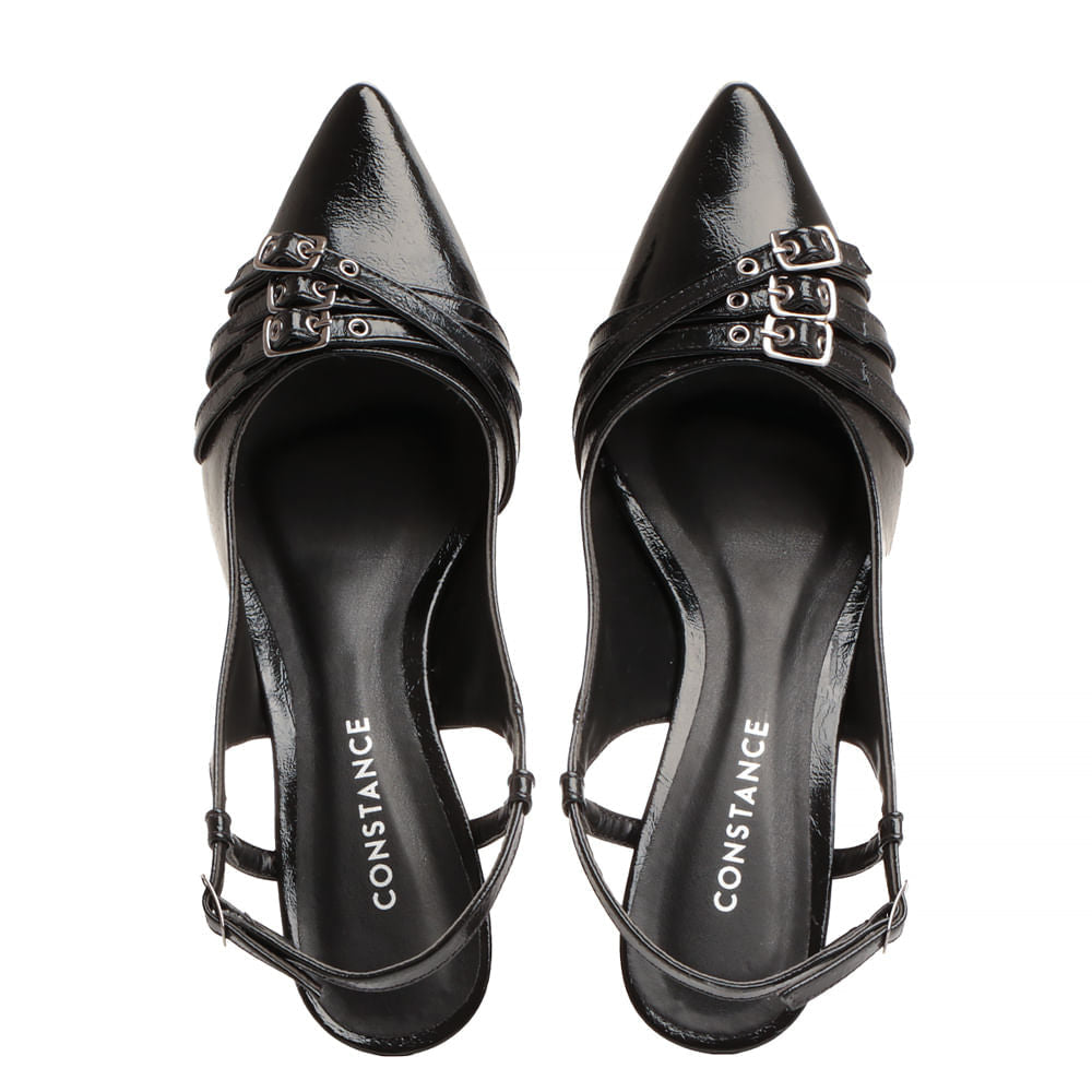 Scarpin Preto Verniz Texturizado