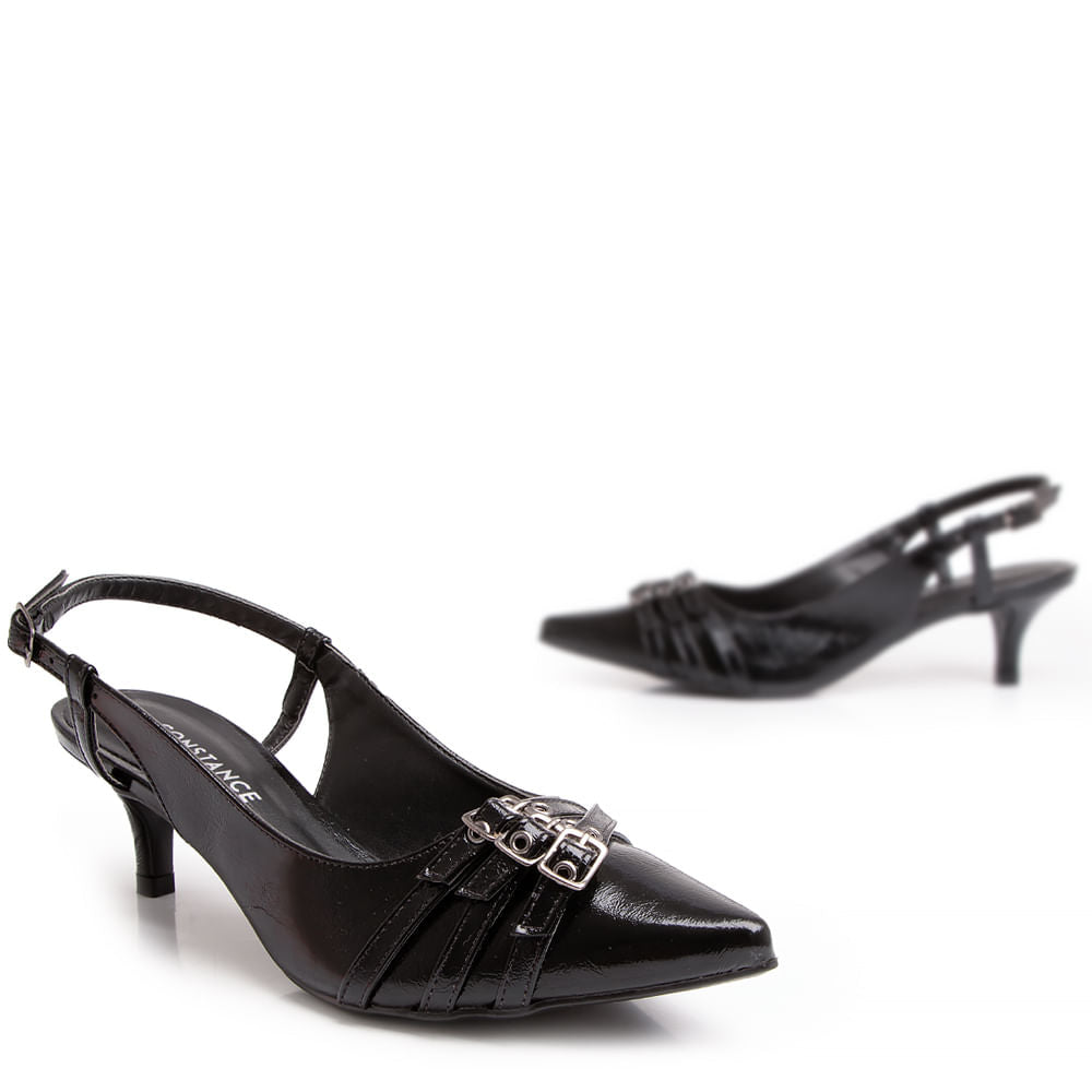 Scarpin Preto Verniz Texturizado