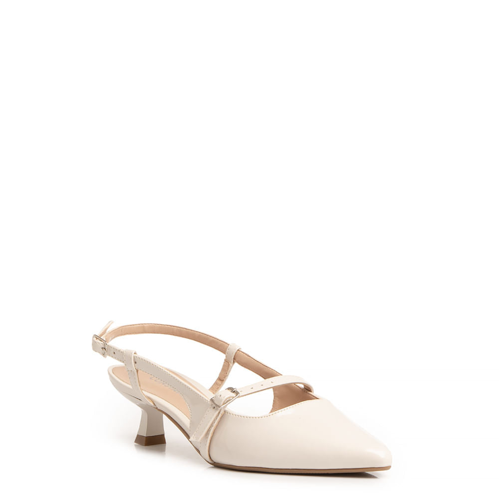 Scarpin Slingback Verniz Off White
