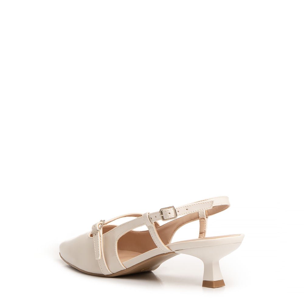 Scarpin Slingback Verniz Off White