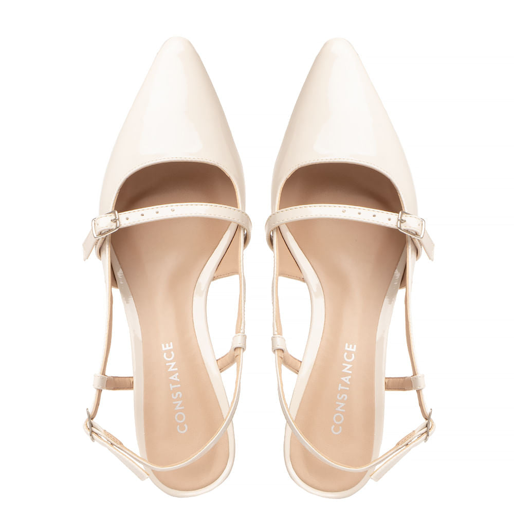Scarpin Slingback Verniz Off White