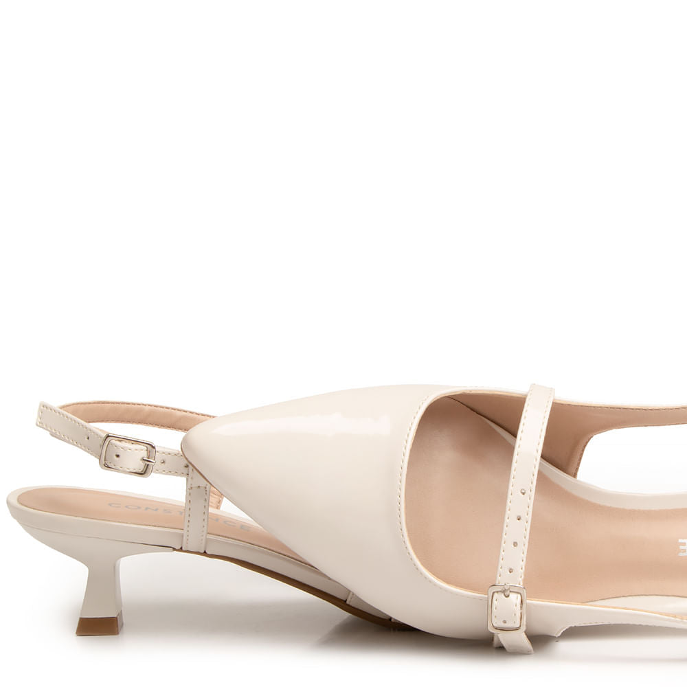 Scarpin Slingback Verniz Off White