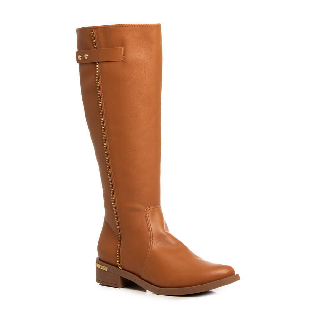 Bota Caramelo Montaria Detalhe Ziper