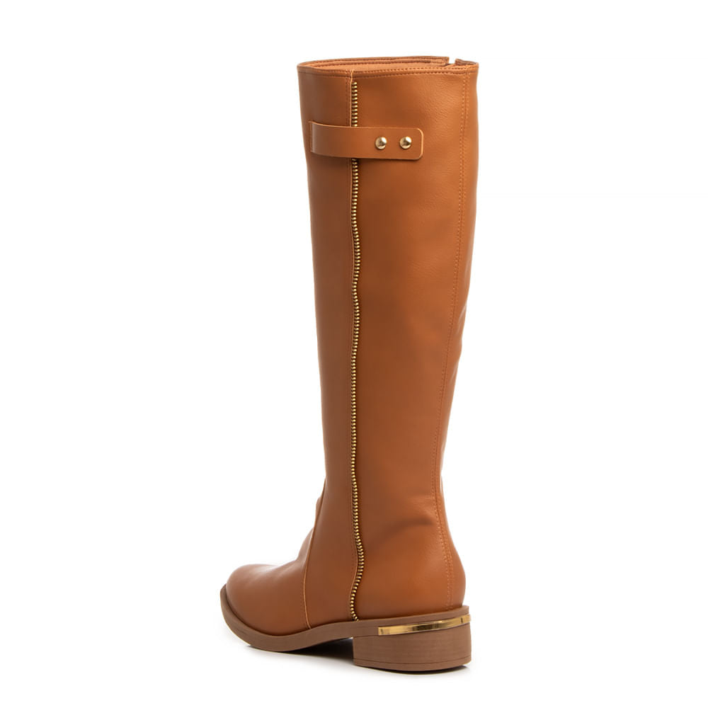 Bota Caramelo Montaria Detalhe Ziper
