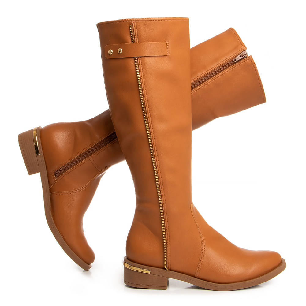 Bota Caramelo Montaria Detalhe Ziper