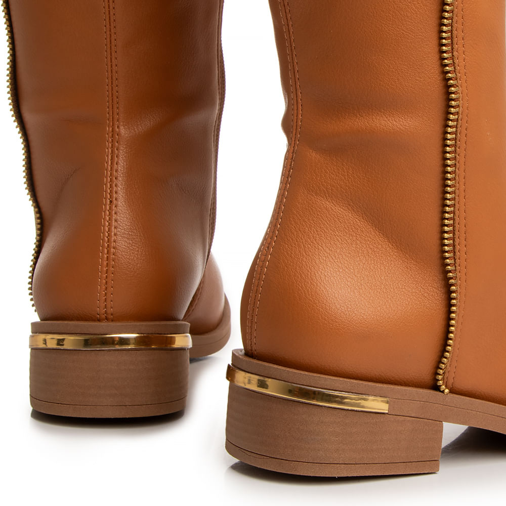 Bota Caramelo Montaria Detalhe Ziper