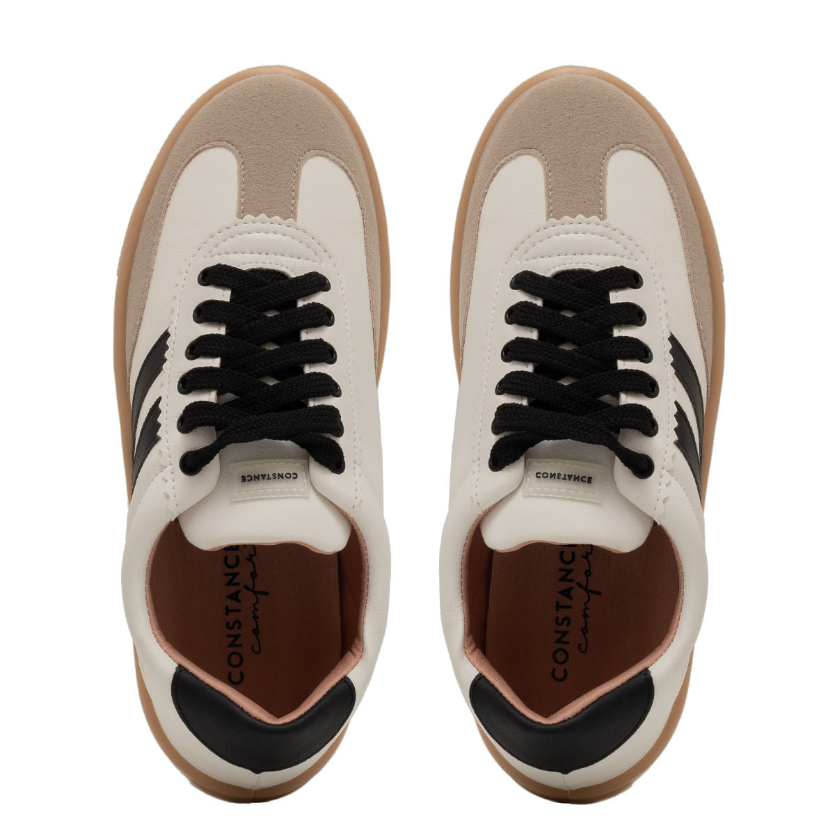 Tênis Recortes Comfort Branco e Preto