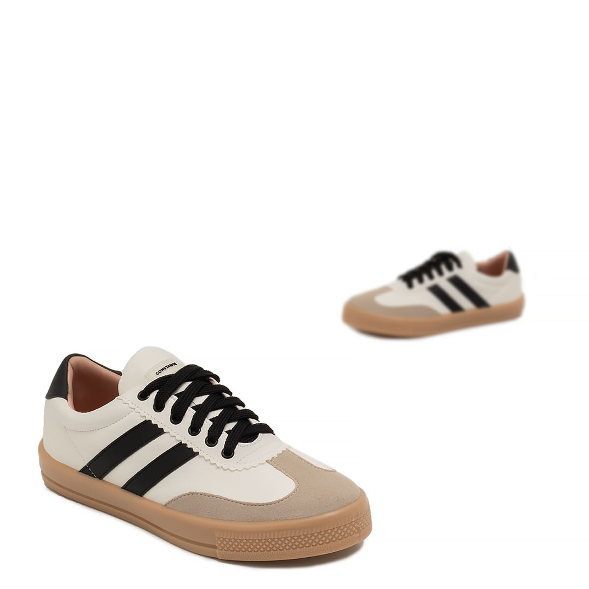 Tênis Recortes Comfort Branco e Preto