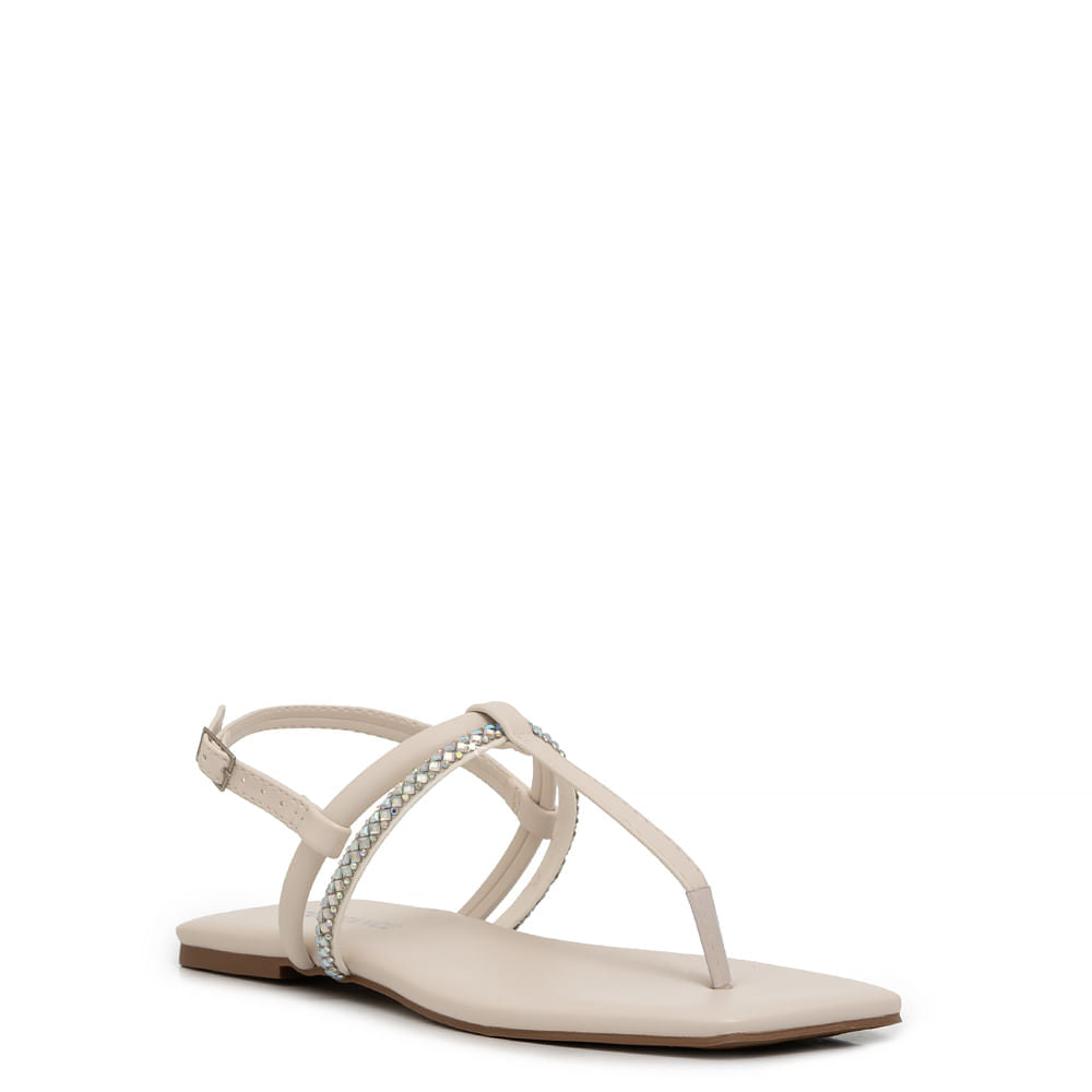 Rasteira Off White Strass