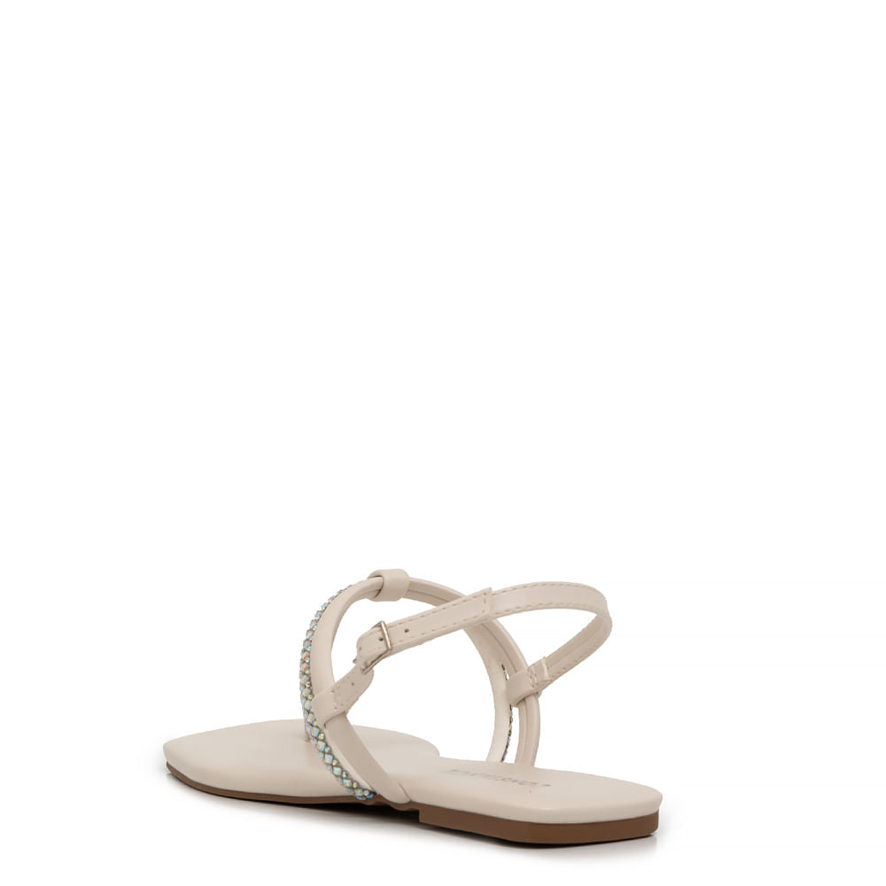Rasteira Off White Strass