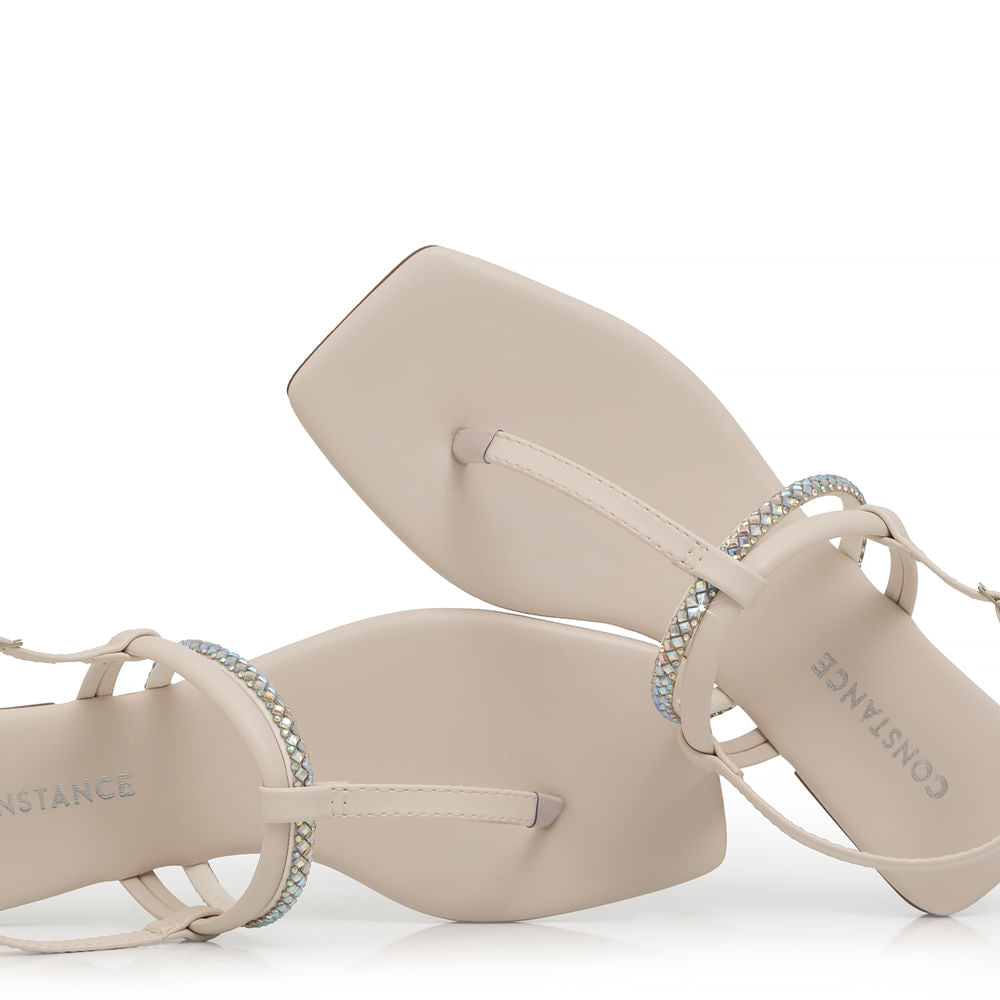 Rasteira Off White Strass