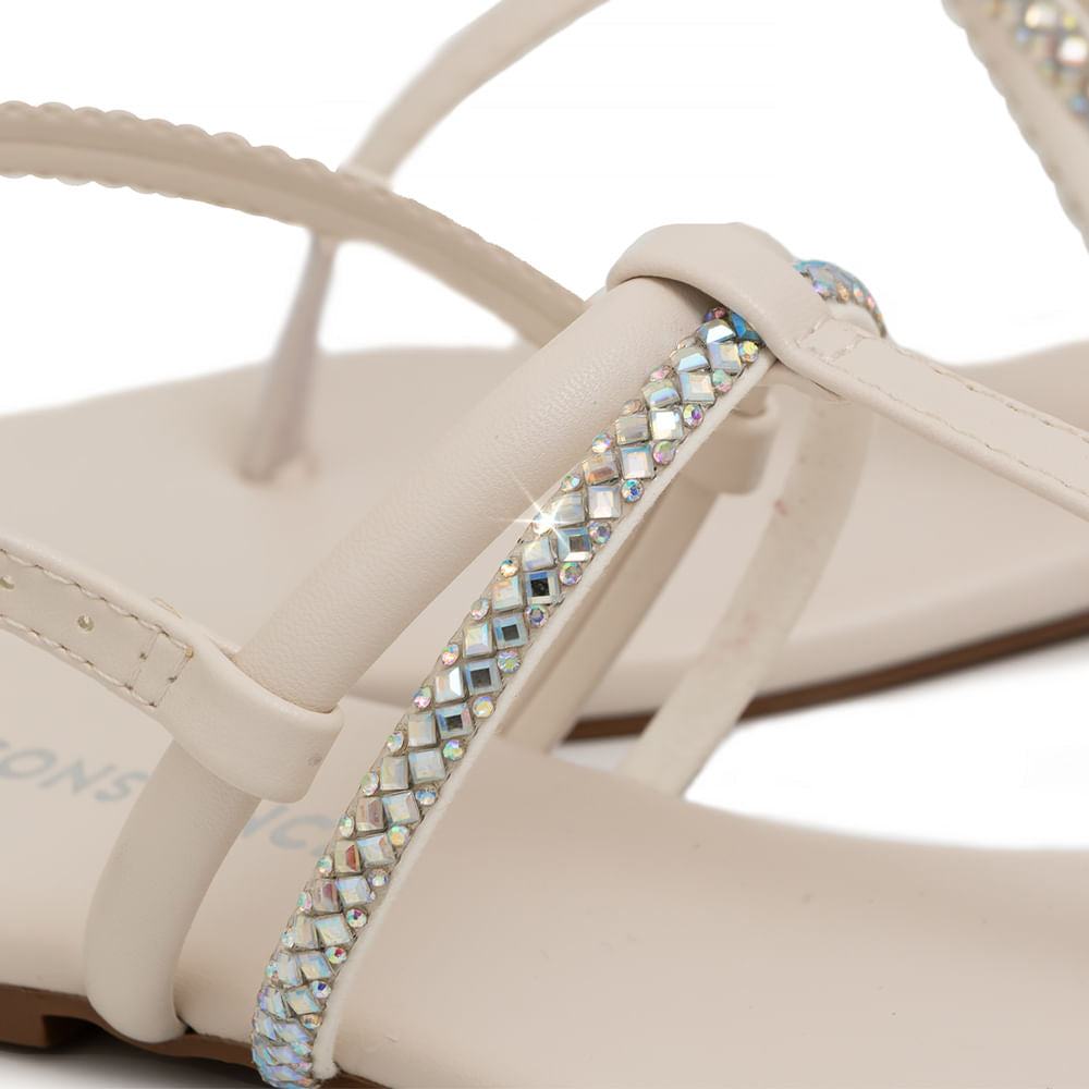 Rasteira Off White Strass