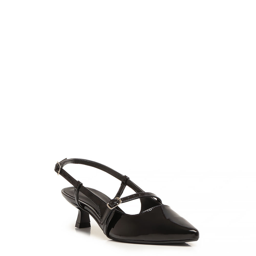 Scarpin Slingback Verniz Preto