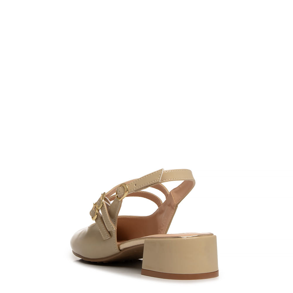 Scarpin Slingback Bege Boneca Verniz