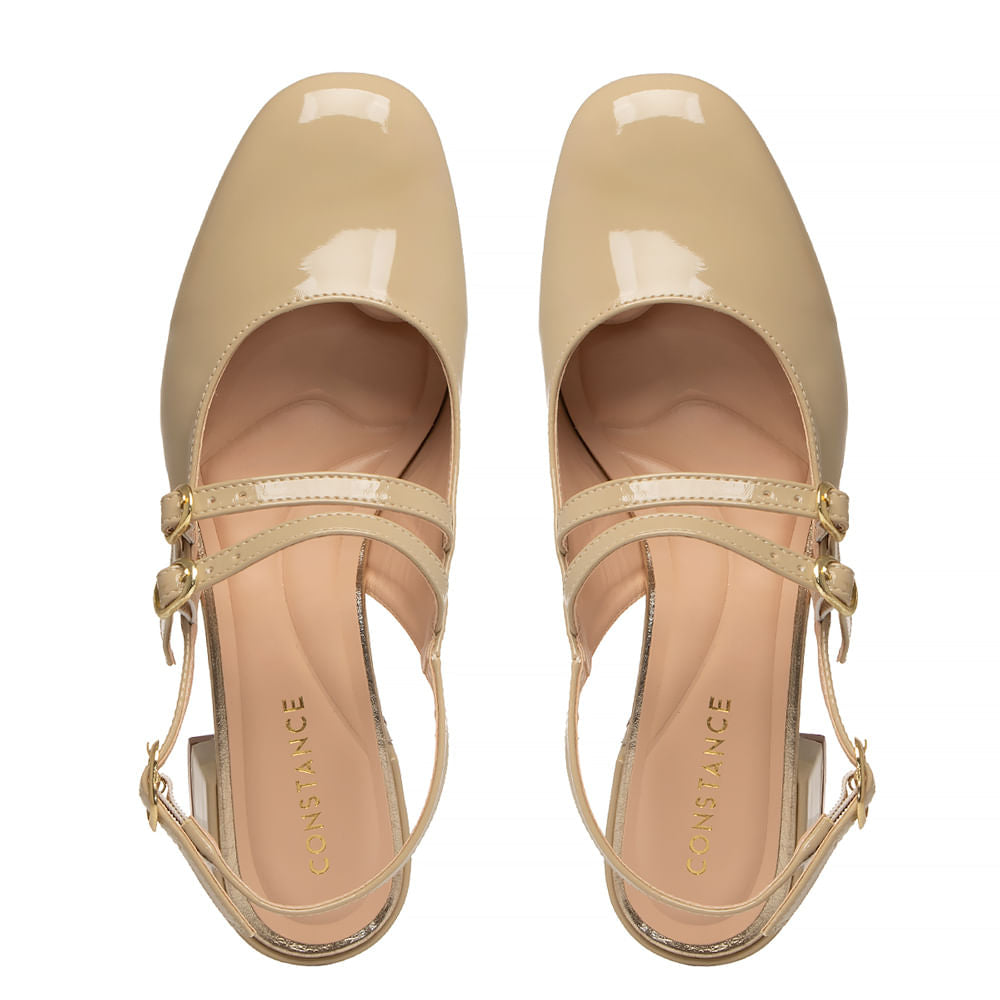 Scarpin Slingback Bege Boneca Verniz