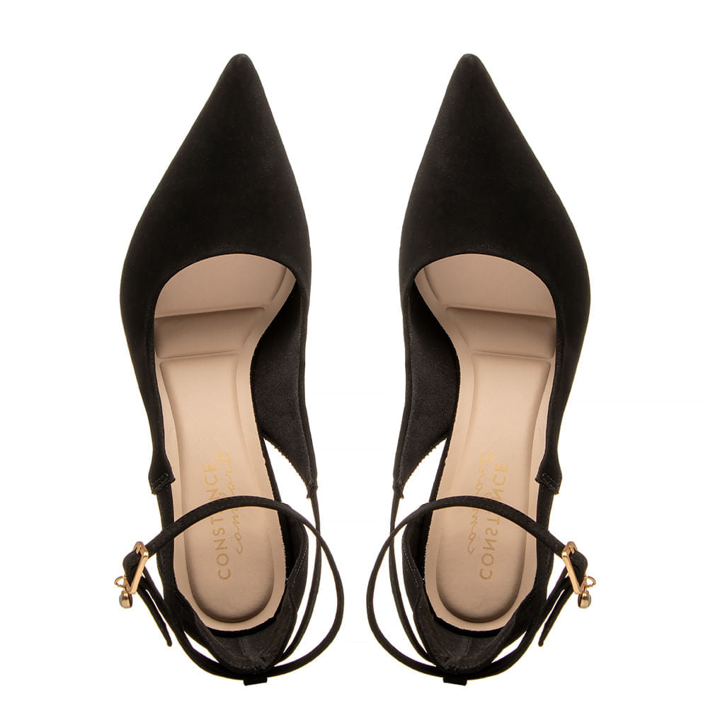 Scarpin Preto Nobuck Comfort Pingente