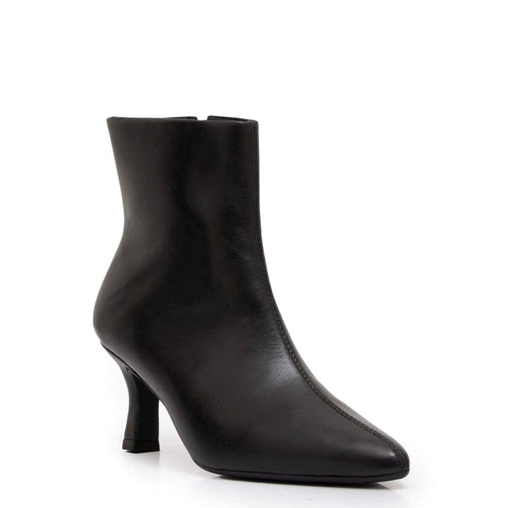 Bota Ankle Boot Preta Couro