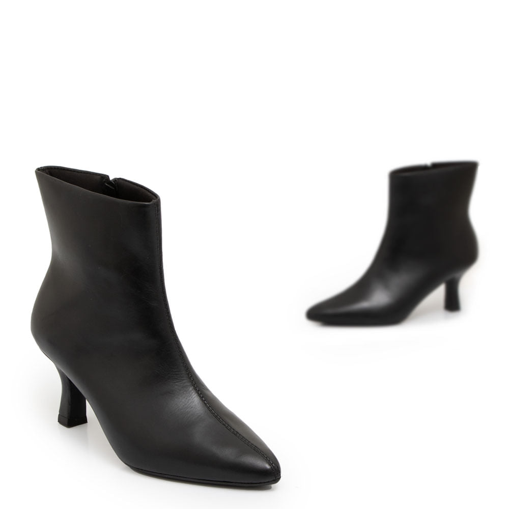 Bota Ankle Boot Preta Couro