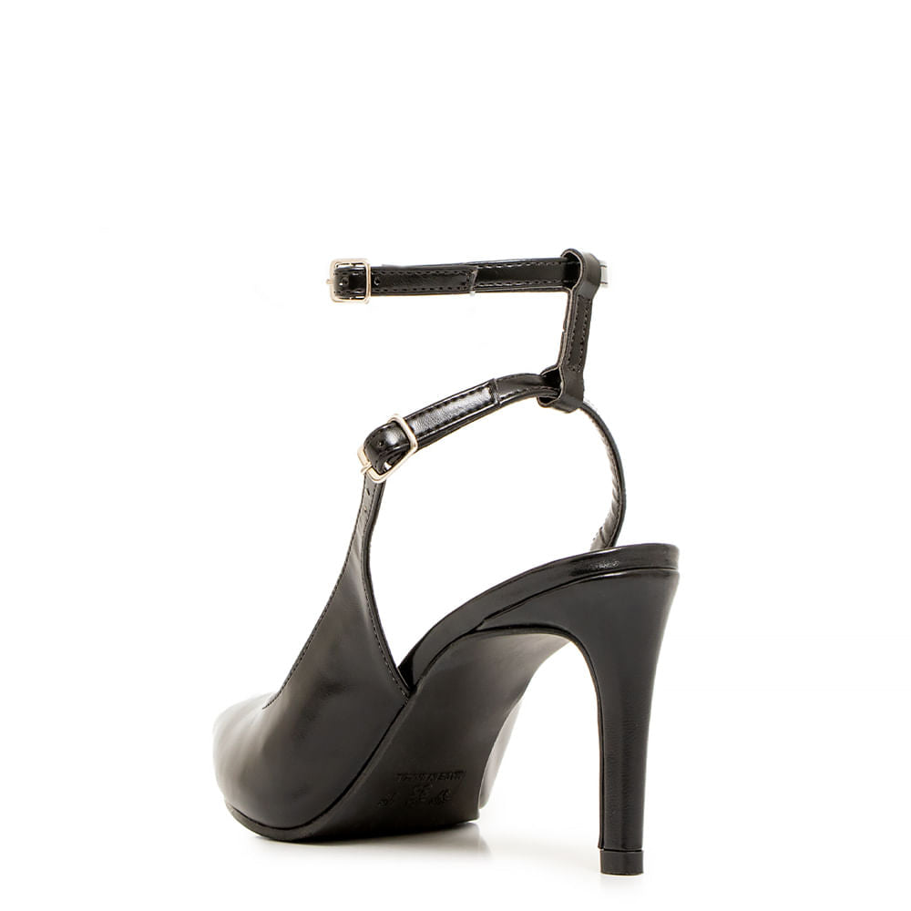 Scarpin Aberto Fivela Dupla Preto