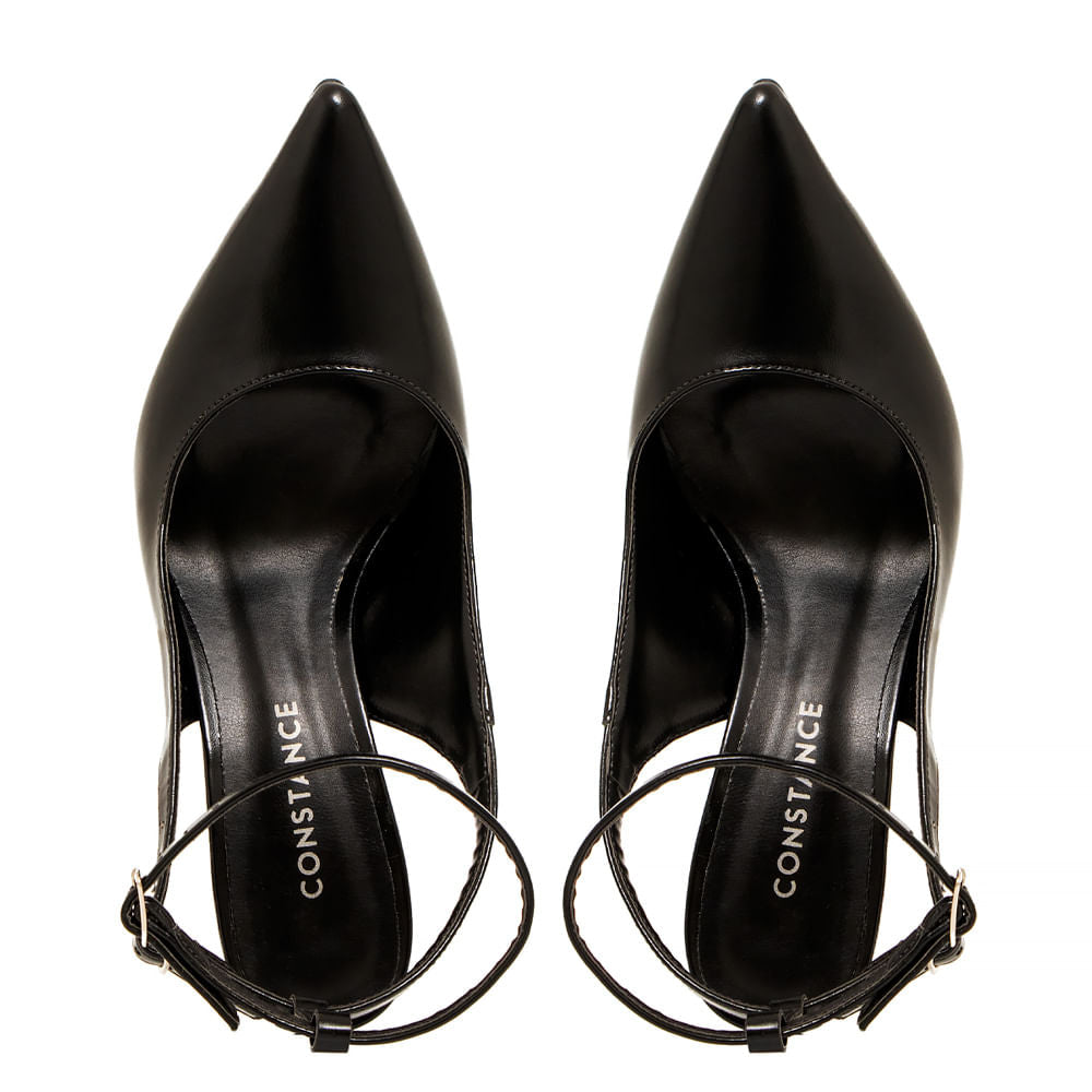 Scarpin Aberto Fivela Dupla Preto
