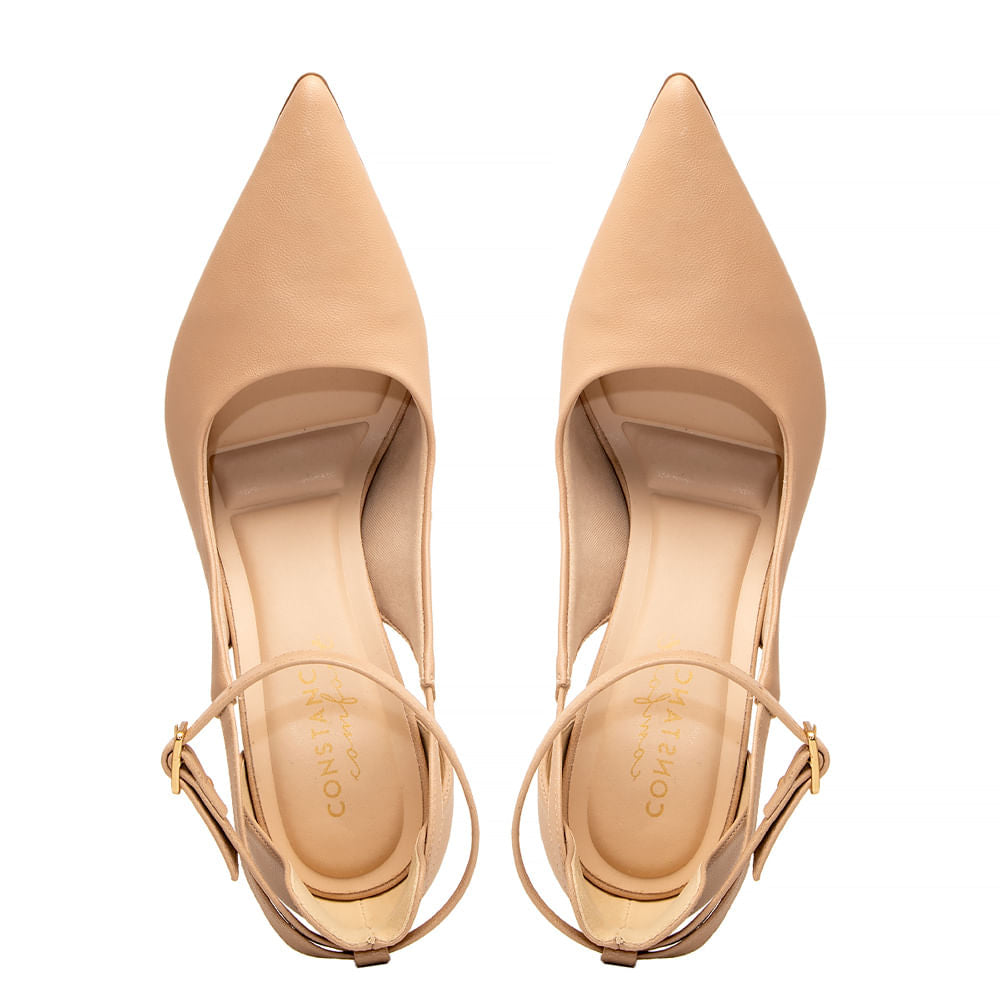 Scarpin Nude Nobuck Comfort Pingente