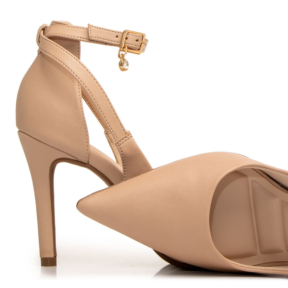 Scarpin Nude Nobuck Comfort Pingente