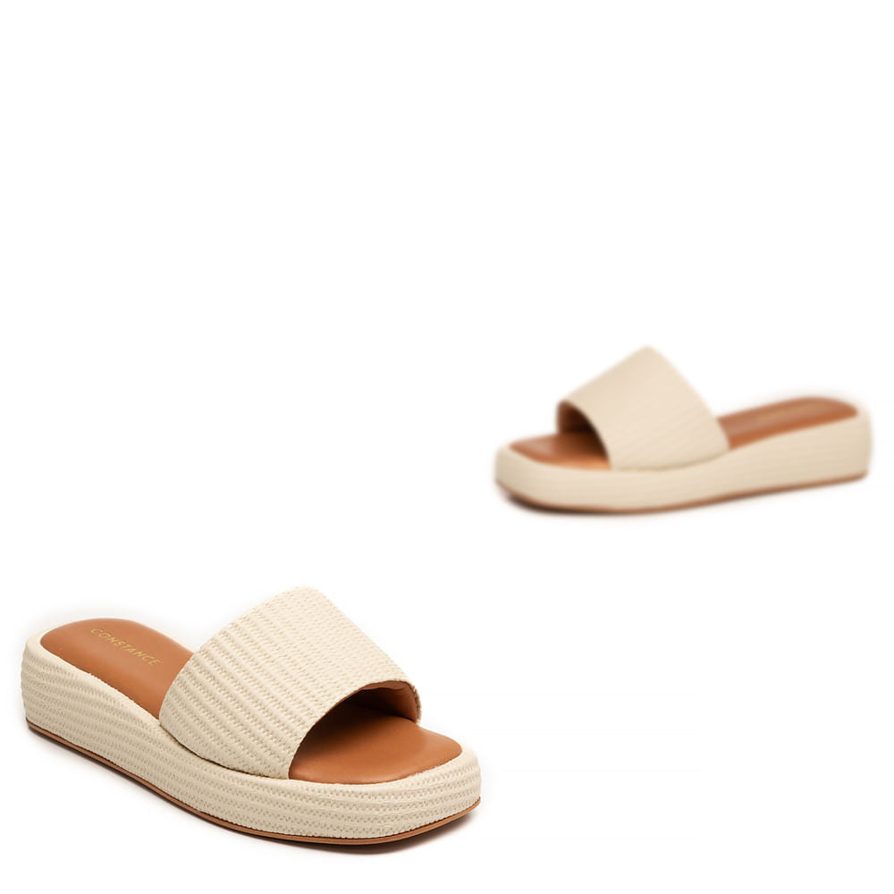Tamanco Plataforma Off White Texturizado