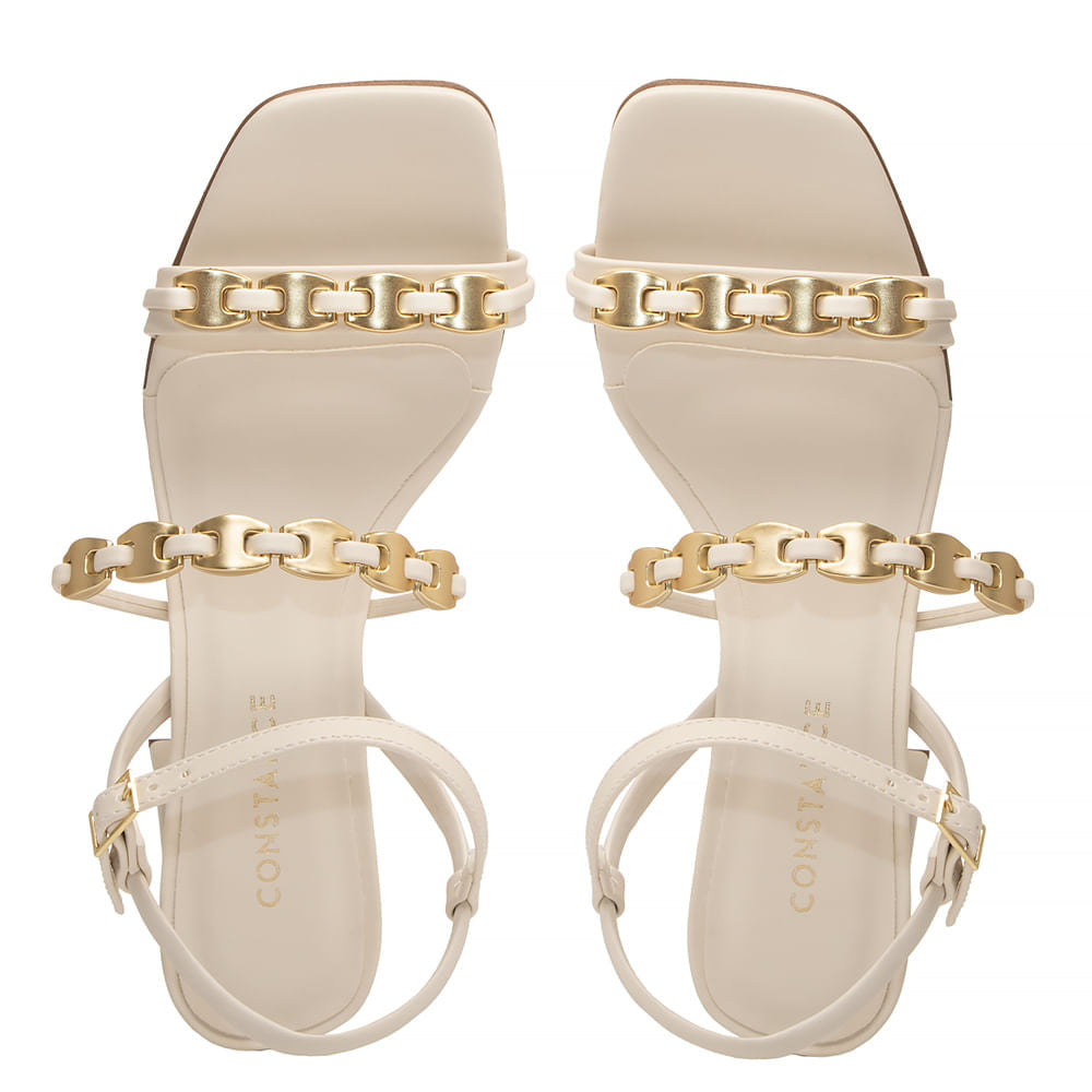 Sandália Off White Enfeite Corrente