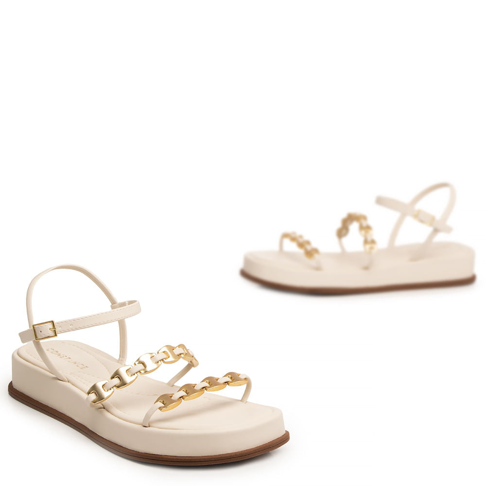 Papete Off White Flatform Enfeite Corrente