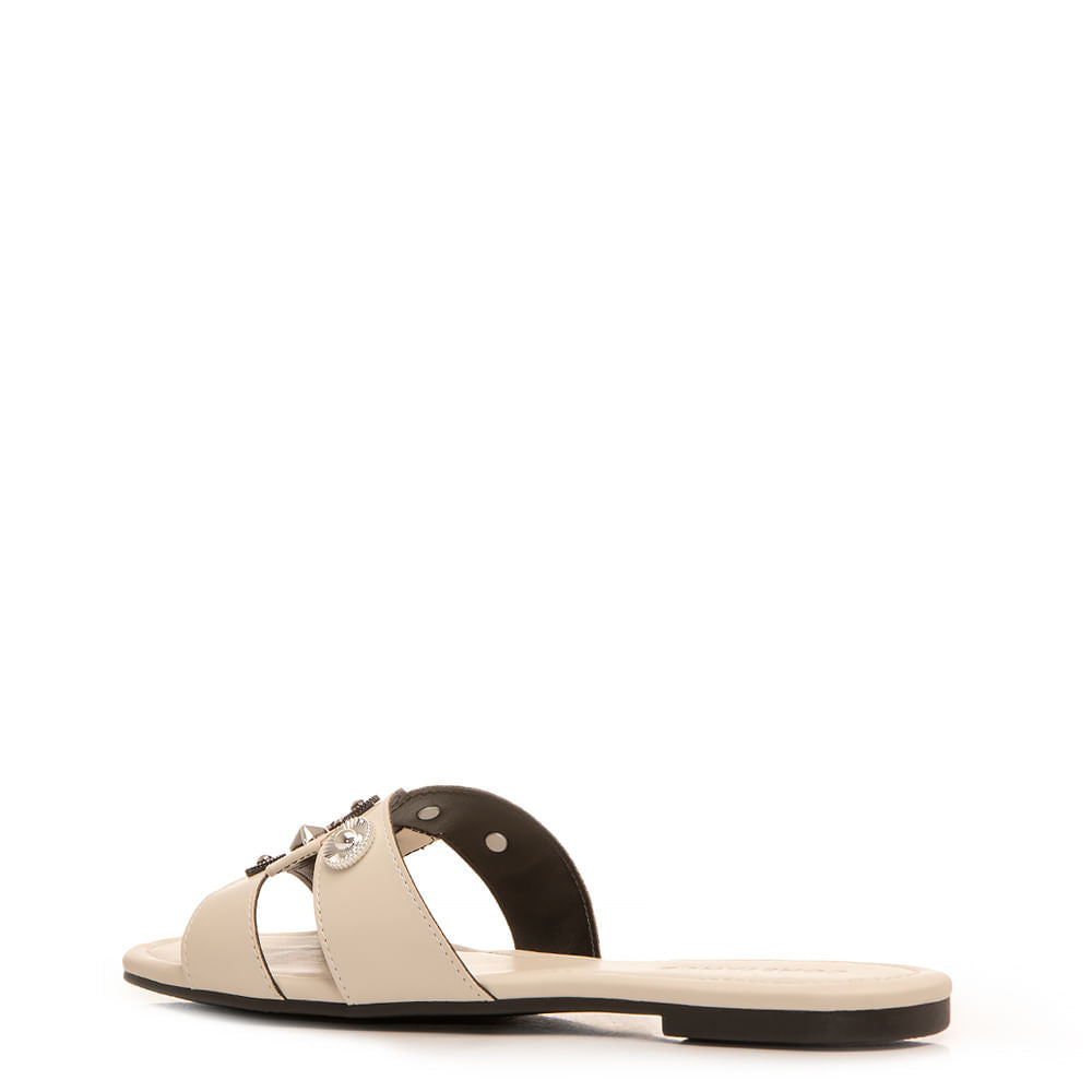 Rasteira Off White Enfeites Boho