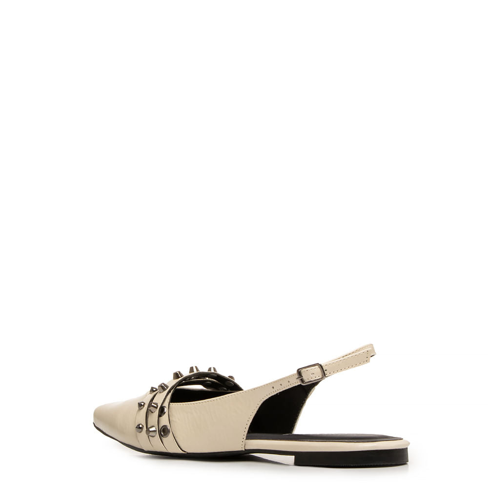 Sapatilha Slingback Off White Verniz Tachas
