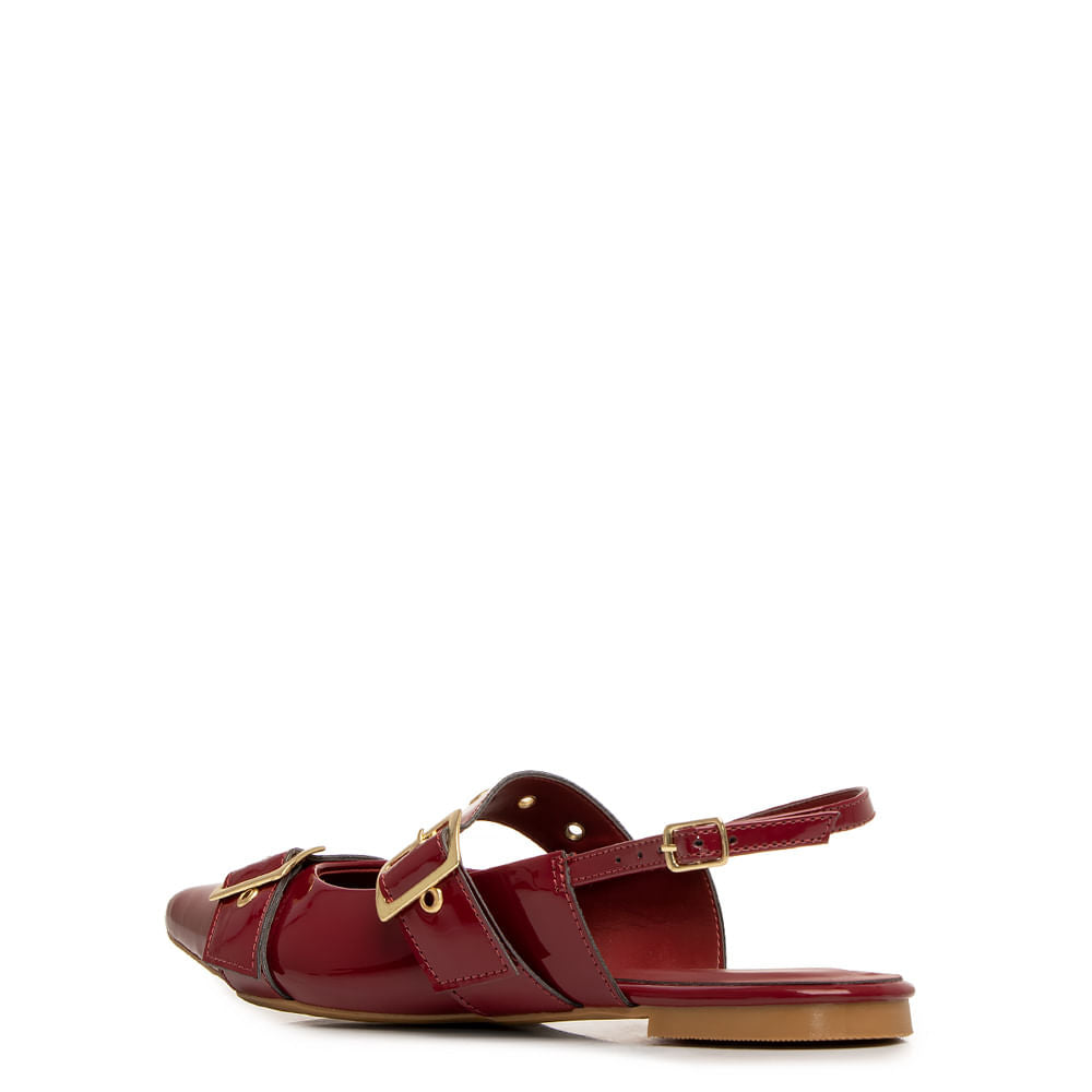 Sapatilha Slingback Burgundy Texturizada Fivelas