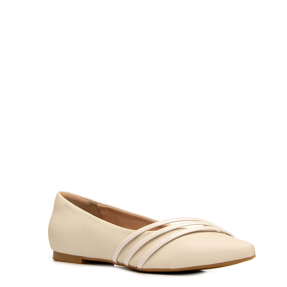 Sapatilha Off White Tiras Verniz