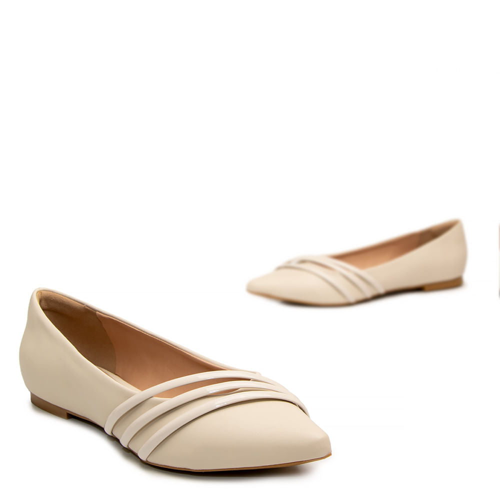 Sapatilha Off White Tiras Verniz