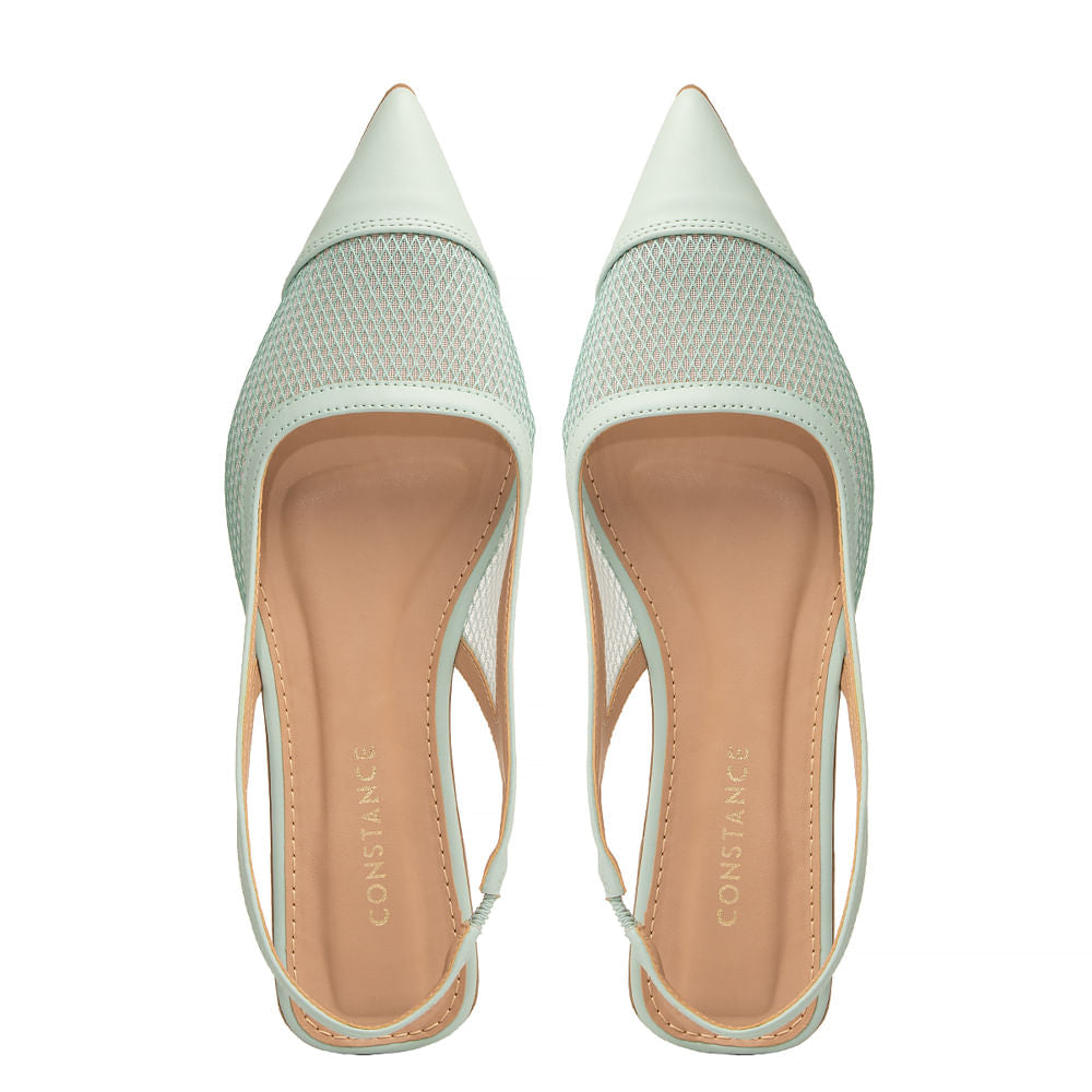 Sapatilha Slingback Azul Tela