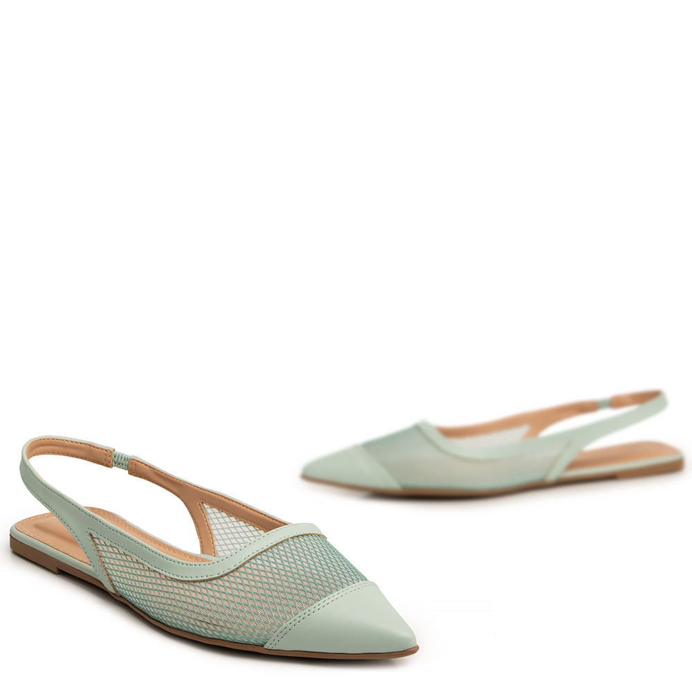 Sapatilha Slingback Azul Tela