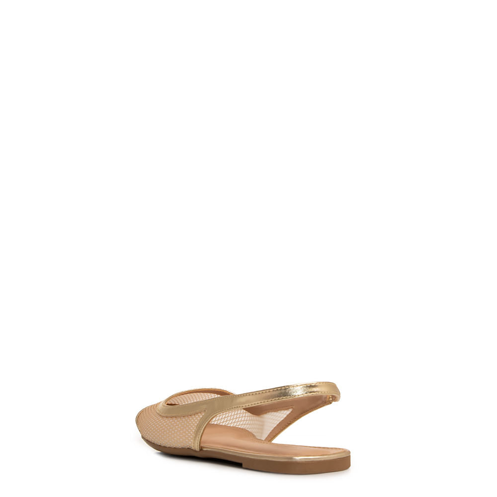 Sapatilha Slingback Dourada Tela