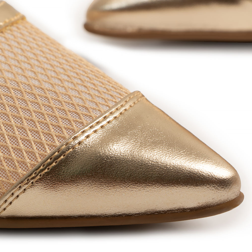Sapatilha Slingback Dourada Tela