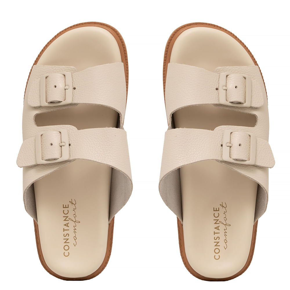 Papete Couro Off White Fivela