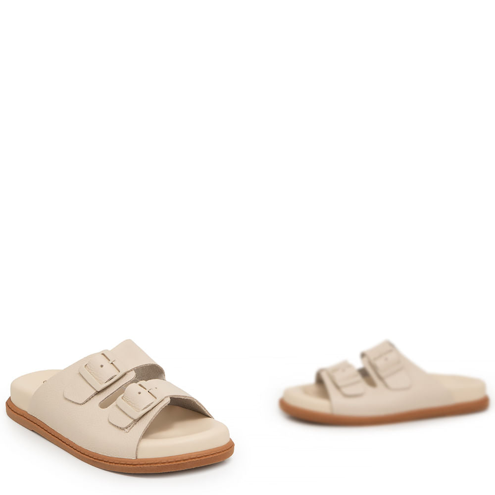 Papete Couro Off White Fivela