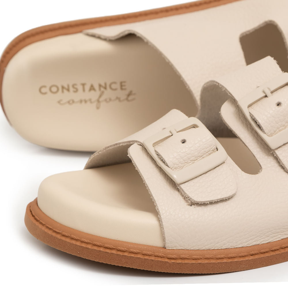 Papete Couro Off White Fivela