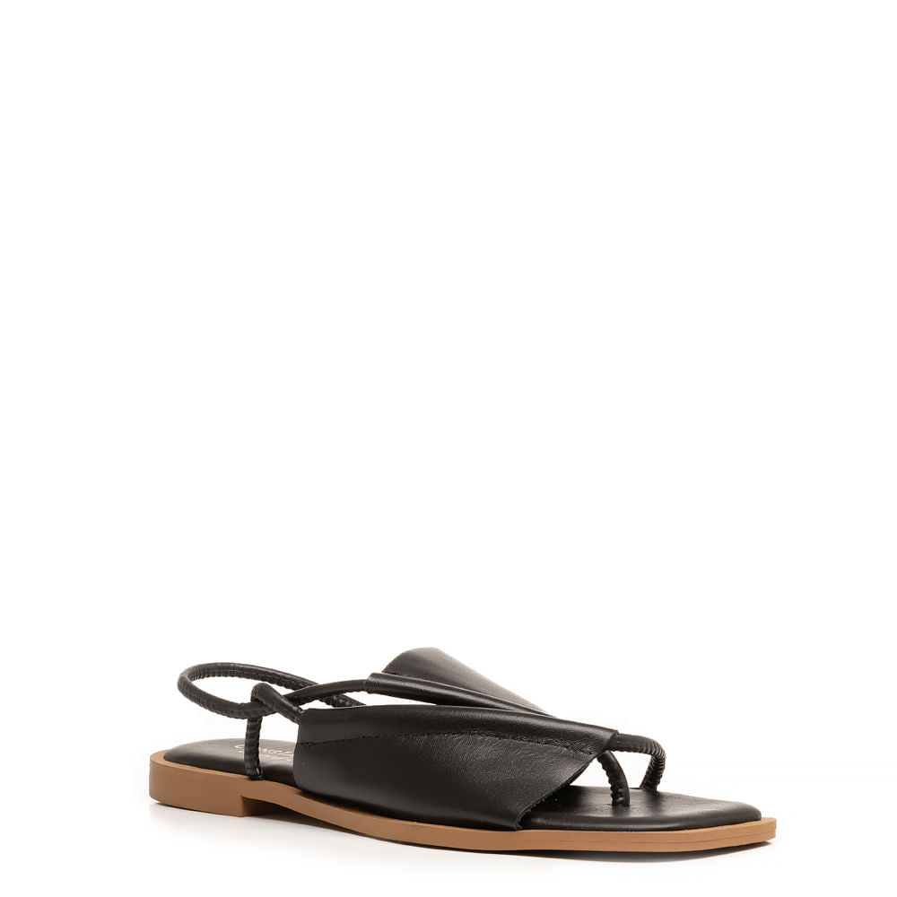 Rasteira de Couro Preto Comfort