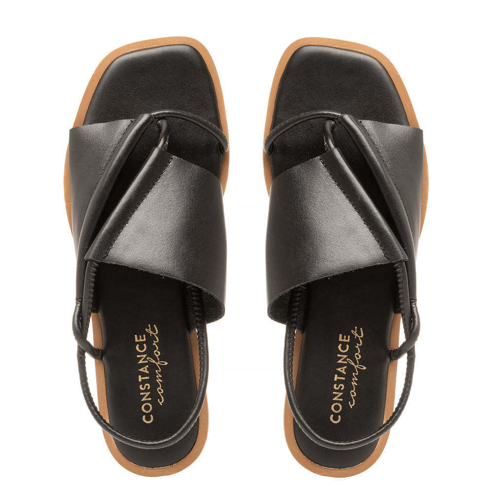 Rasteira de Couro Preto Comfort