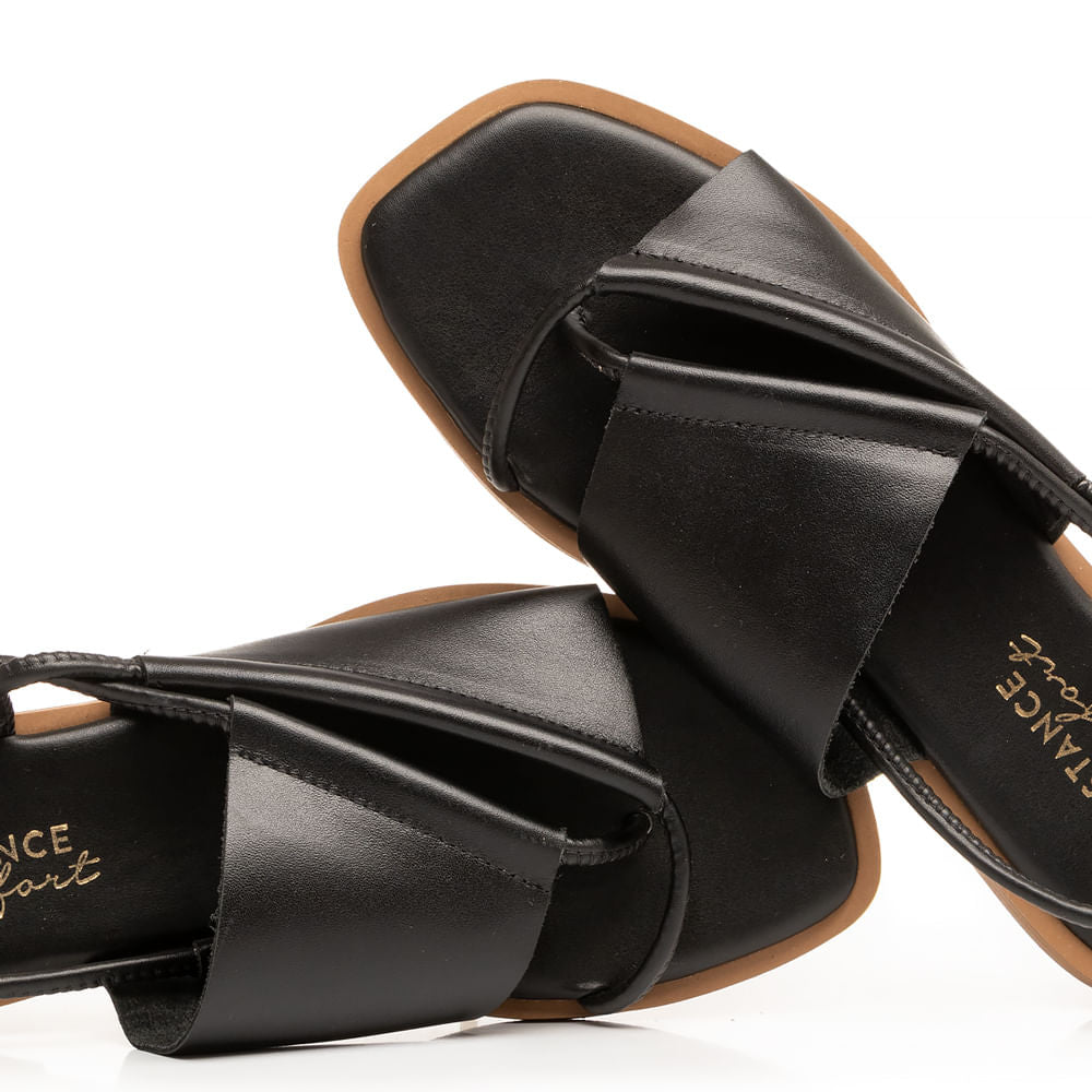 Rasteira de Couro Preto Comfort