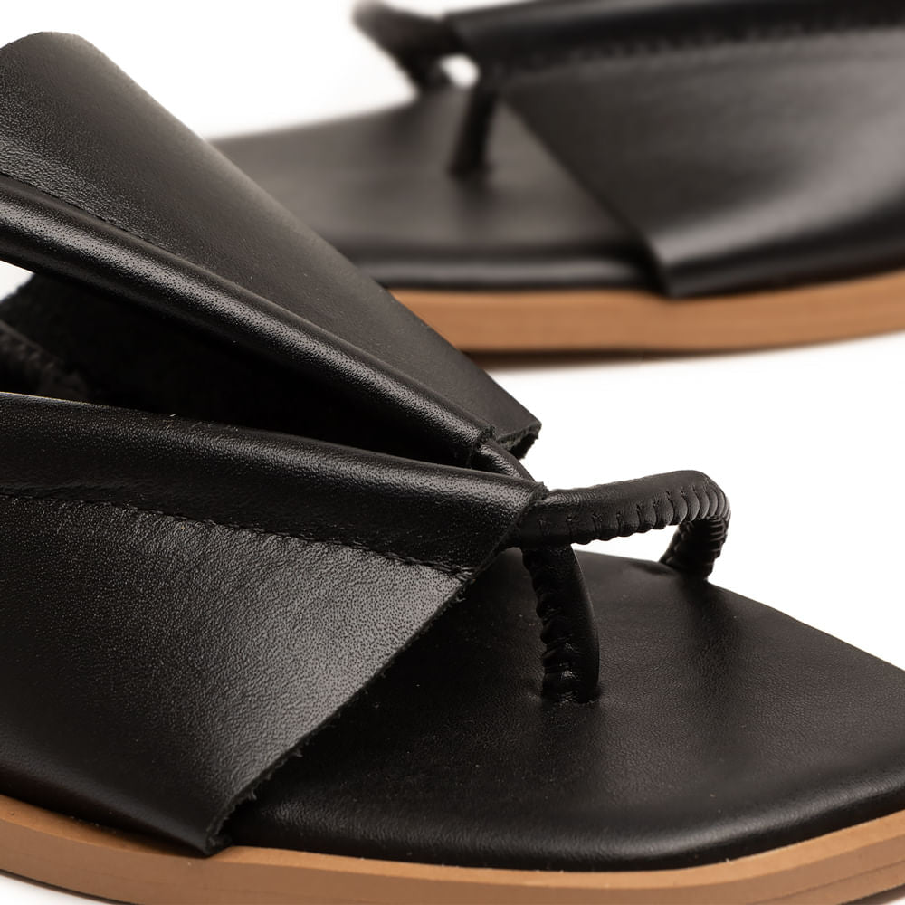 Rasteira de Couro Preto Comfort